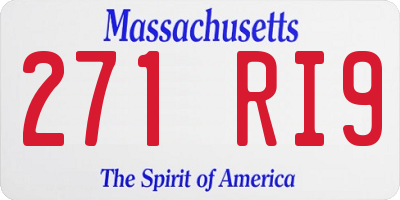 MA license plate 271RI9