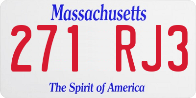MA license plate 271RJ3