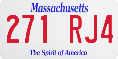 MA license plate 271RJ4