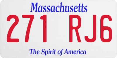 MA license plate 271RJ6