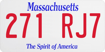 MA license plate 271RJ7