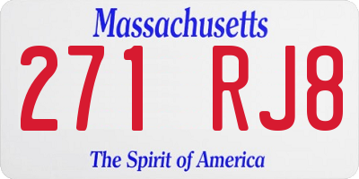 MA license plate 271RJ8