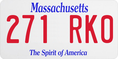 MA license plate 271RK0