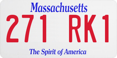 MA license plate 271RK1