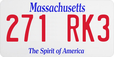MA license plate 271RK3