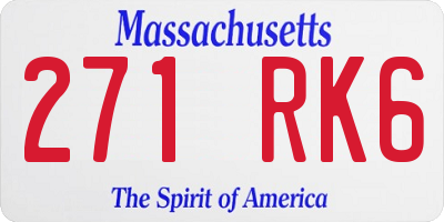 MA license plate 271RK6