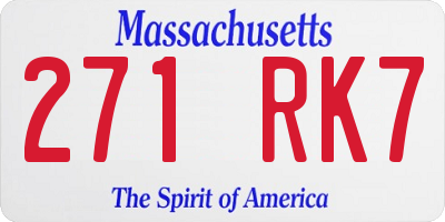 MA license plate 271RK7
