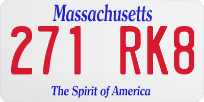 MA license plate 271RK8