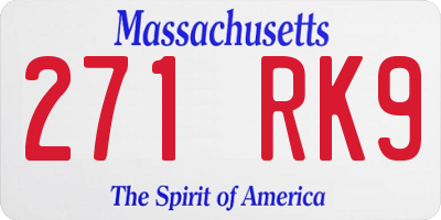 MA license plate 271RK9