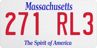 MA license plate 271RL3