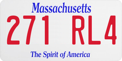 MA license plate 271RL4