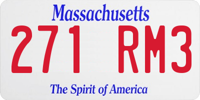 MA license plate 271RM3
