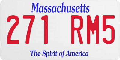 MA license plate 271RM5