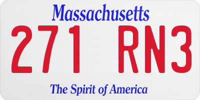 MA license plate 271RN3