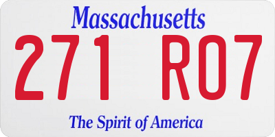 MA license plate 271RO7