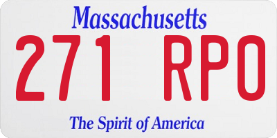 MA license plate 271RP0