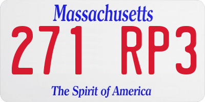 MA license plate 271RP3
