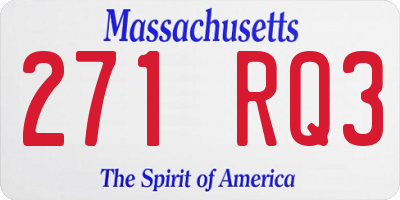 MA license plate 271RQ3