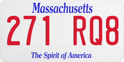 MA license plate 271RQ8