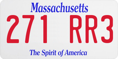 MA license plate 271RR3