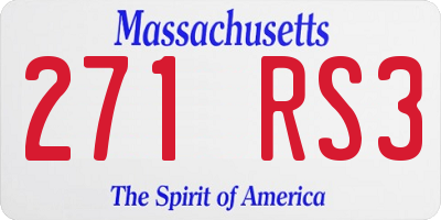MA license plate 271RS3