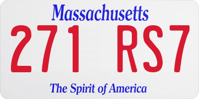 MA license plate 271RS7