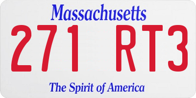 MA license plate 271RT3