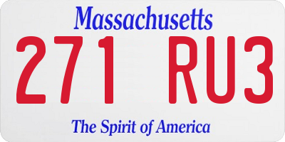 MA license plate 271RU3