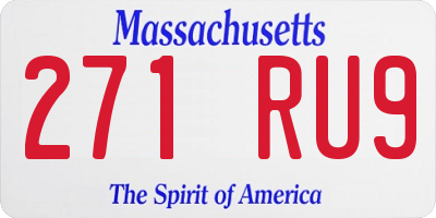 MA license plate 271RU9