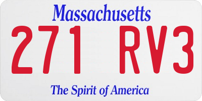 MA license plate 271RV3