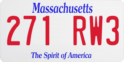 MA license plate 271RW3
