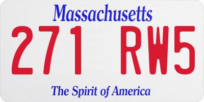 MA license plate 271RW5