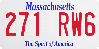 MA license plate 271RW6