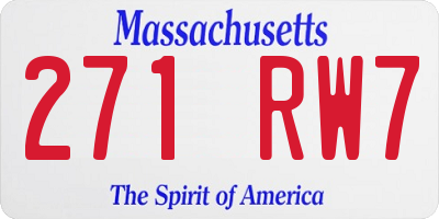 MA license plate 271RW7