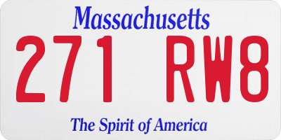 MA license plate 271RW8