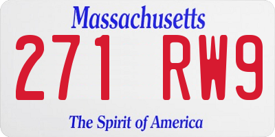 MA license plate 271RW9