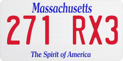 MA license plate 271RX3