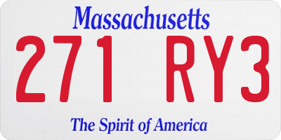 MA license plate 271RY3