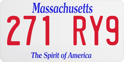 MA license plate 271RY9