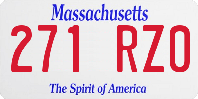 MA license plate 271RZ0