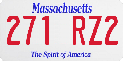 MA license plate 271RZ2