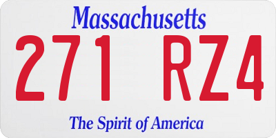 MA license plate 271RZ4