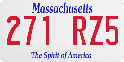 MA license plate 271RZ5