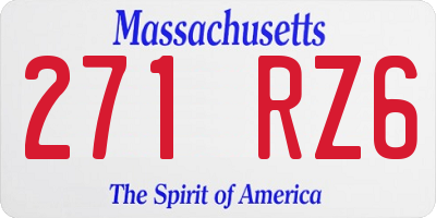 MA license plate 271RZ6