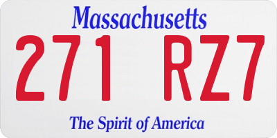 MA license plate 271RZ7