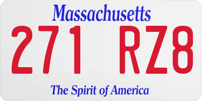 MA license plate 271RZ8