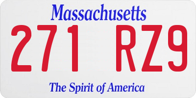 MA license plate 271RZ9