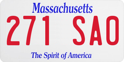 MA license plate 271SA0