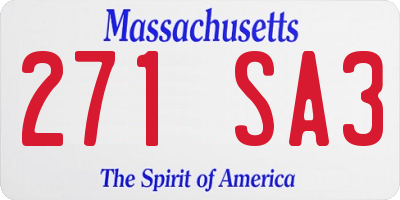 MA license plate 271SA3