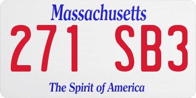 MA license plate 271SB3